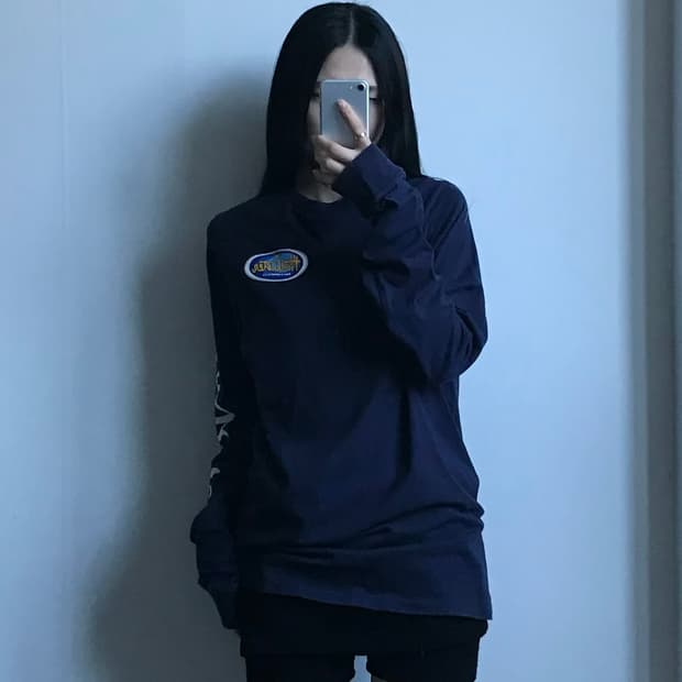 홀리스터 백로고 네이비 롱슬리브 긴팔 티셔츠