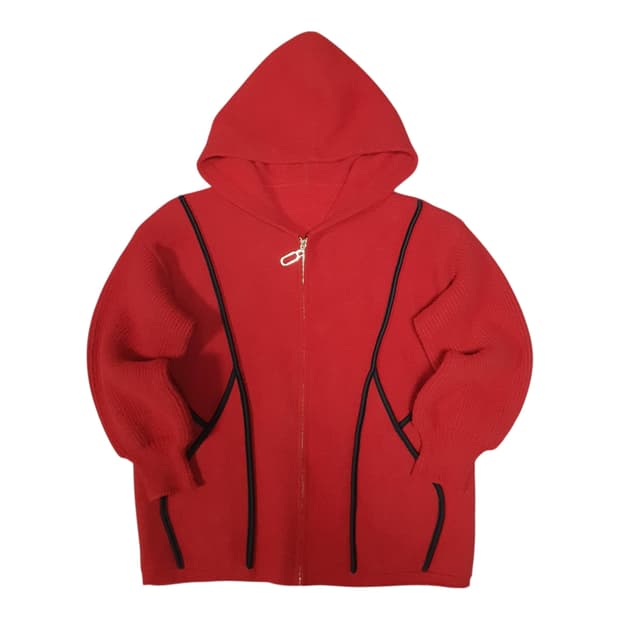 ✨ (바배) 레드 니트 후드 집업 