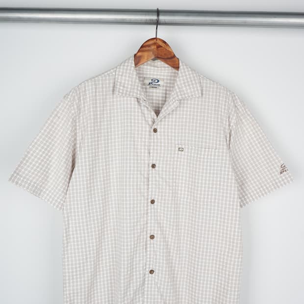  00's PIKO plaid open collar shirt