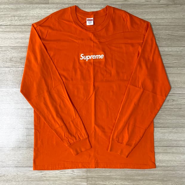 슈프림 박스로고 오렌지 롱슬리브