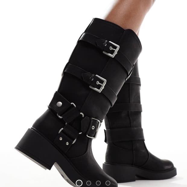 Buckle detail platform boots US6