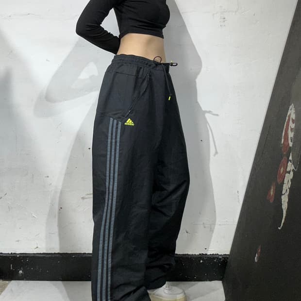 아디다스 블랙 와이드 삼선 트랙 팬츠 추리닝 바지 XL