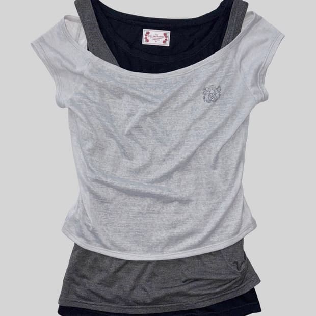 스컬프터 Lazy Sleeveless Layered Tee 페일 그레이