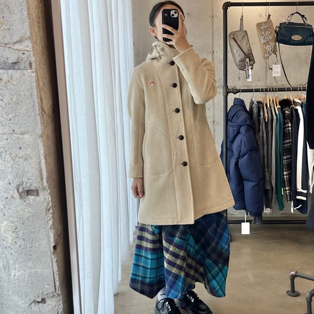 DANTON 롱 울코트 크림베이지