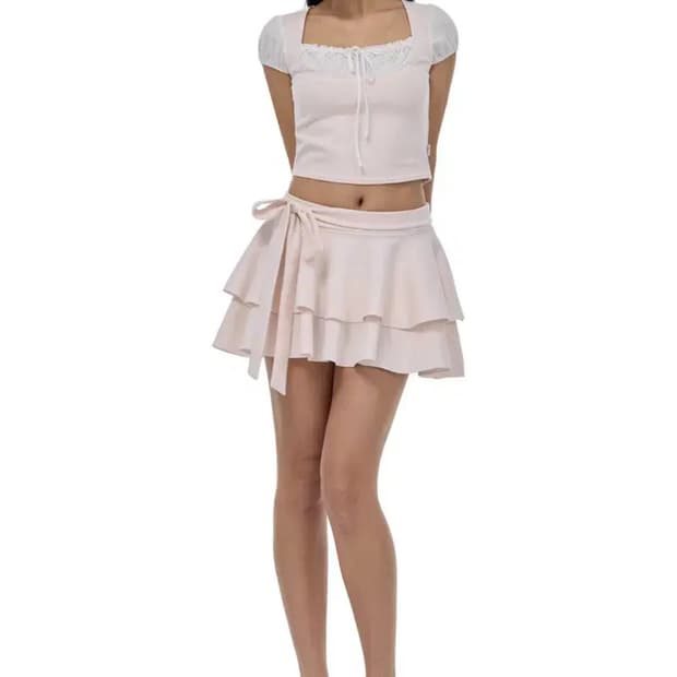 클리시어 romance layered top, bow skirt 일괄