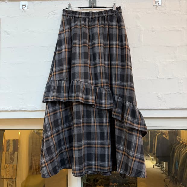 Niko and 니코 앤드 코튼 혼방 체크프릴 롱 스커트 F