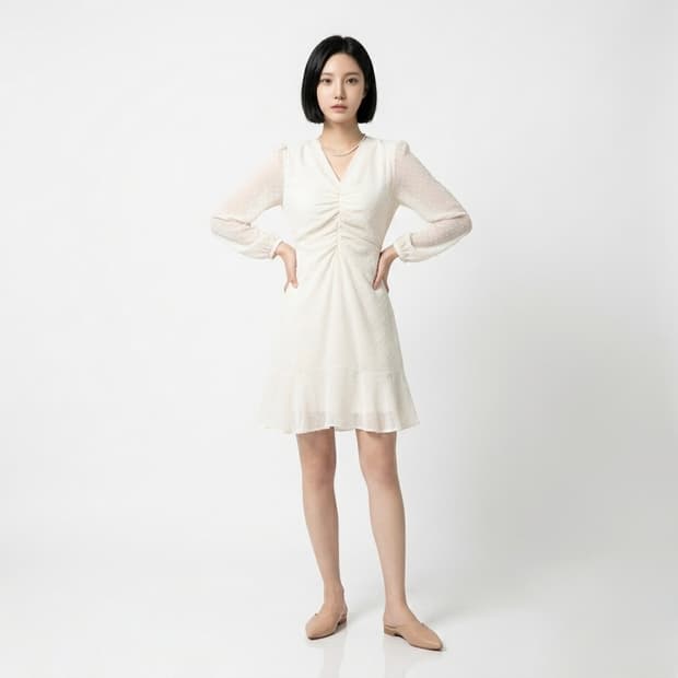 아이보리 사롱 7부 원피스