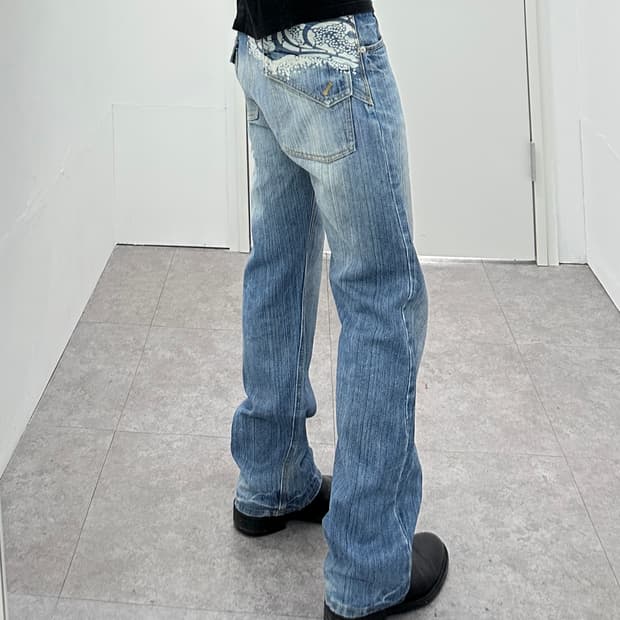 Namitatsu oriental printing denim jeans