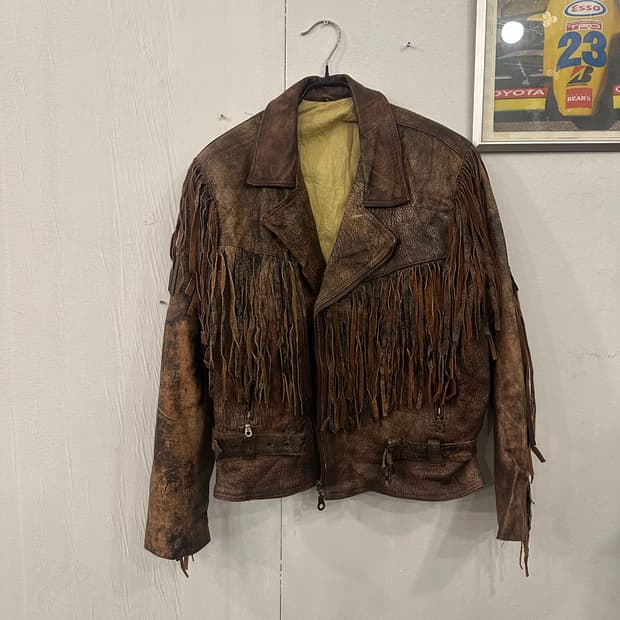 XL)Rabege 프린지 가죽자켓
