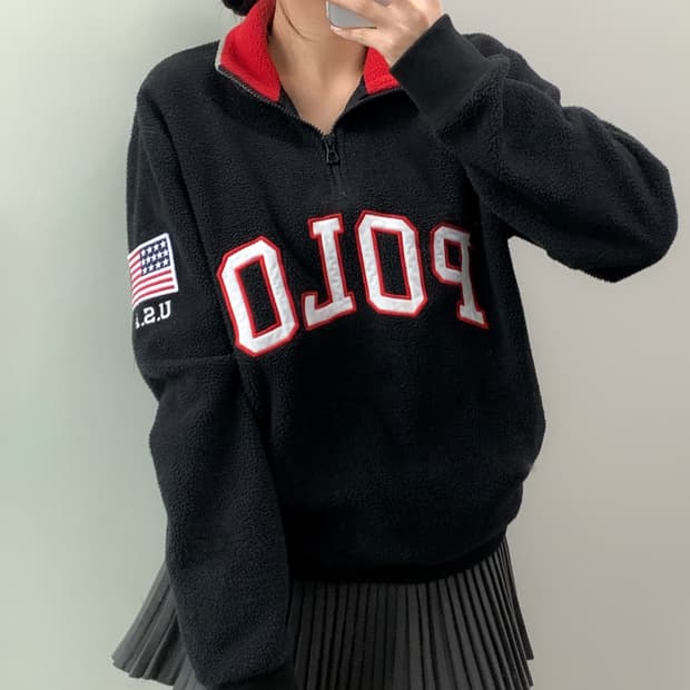 폴로 스펠아웃 반집업 후리스