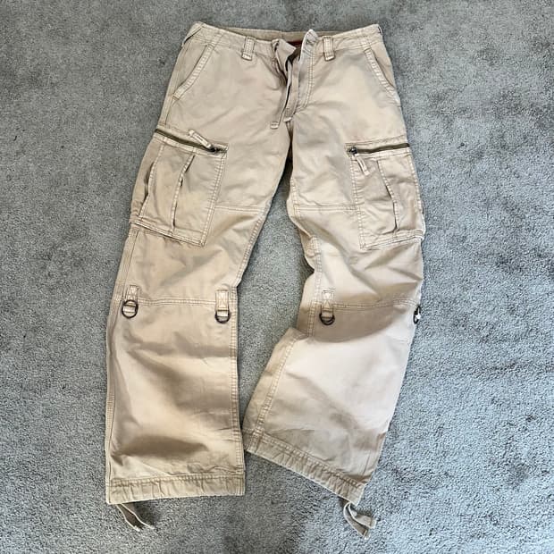 빈티지 베이지 멀티 포켓 카고 팬츠(32)