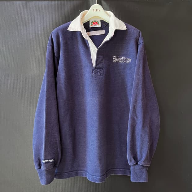 M) 90s 바바리안 Made in Canada 럭비 셔츠 네이비