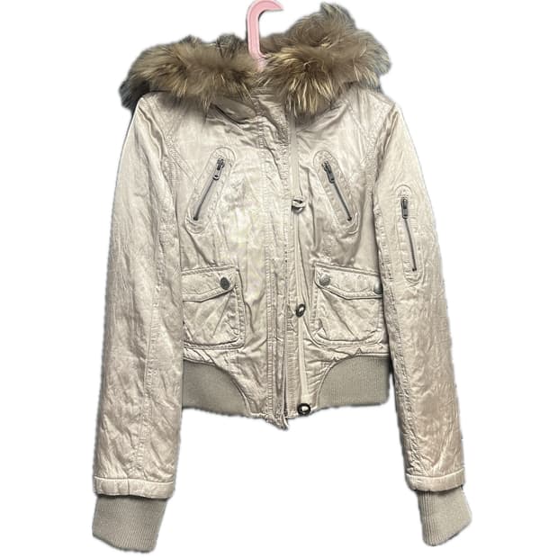 빈티지 갸루 퍼 딱붙 경량 패딩