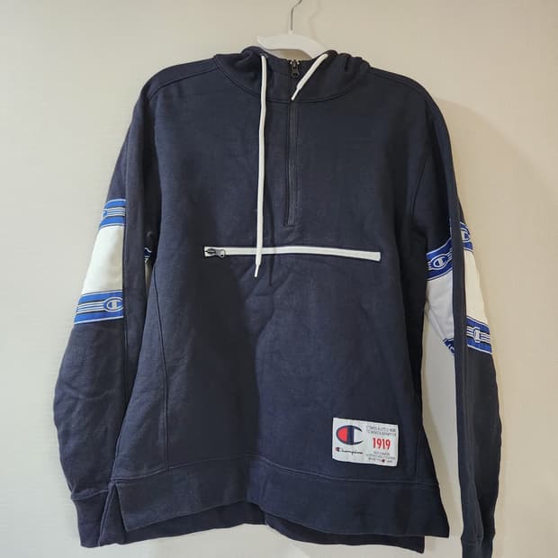 챔피온 암패치 로고 반집업 후드티 S(L)