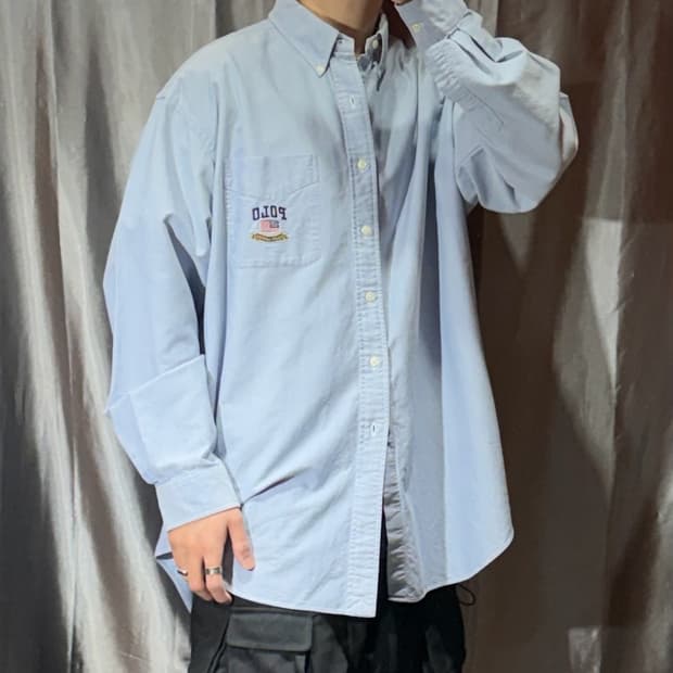 XL 폴로랄프로렌 BLAIRE 원포켓 스카이블루 코튼 셔츠
