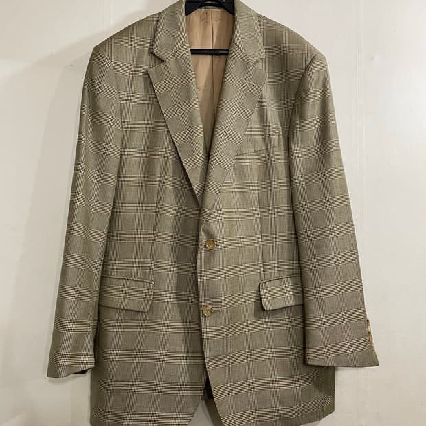 버버리 2B 글렌체크 울실크 블레이져 자켓 골드베이지