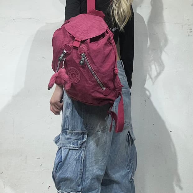 키플링 버건디 복조리 y2k 미니 백팩 가방