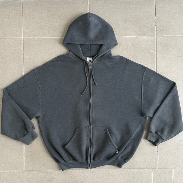 00s 빈티지 러셀 후드집업 다크그레이 XL