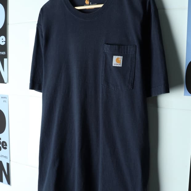 (M-XL) 칼하트 반팔 티셔츠 USA 원포켓 네이비-H34395