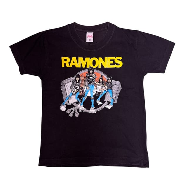 빈티지 라몬즈 RAMONES 카툰 밴드티 S