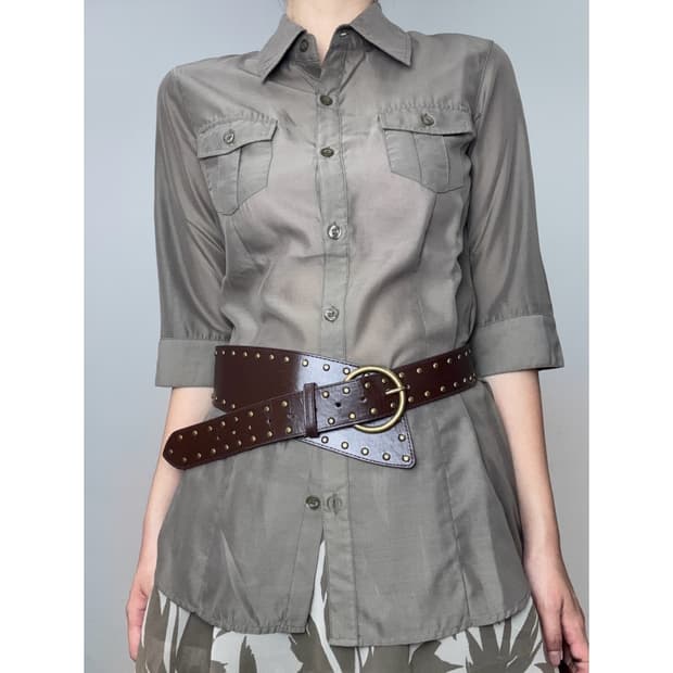 빈티지 브라운 y2k 셔츠