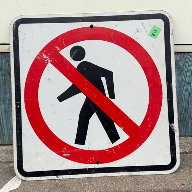 빈티지 소품 미국 보행 금지 표지판