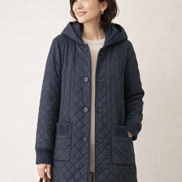 라코스테 퀼팅 후드 자켓