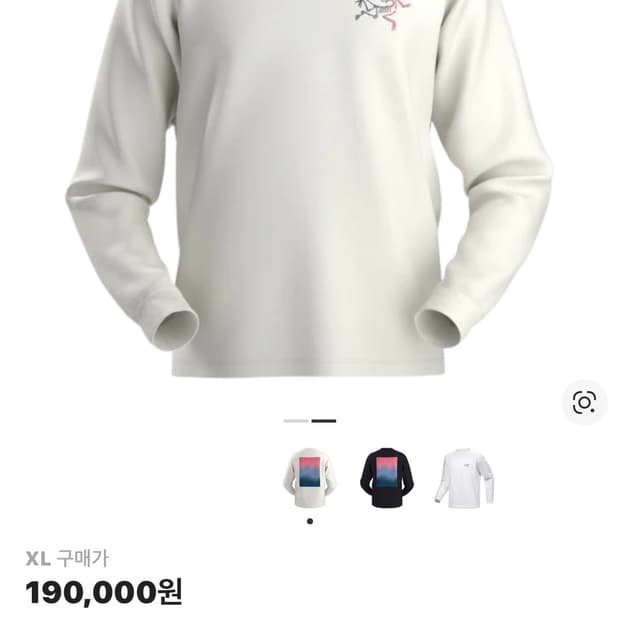 아크테릭스 크래그 코튼 히트맵 롱슬리브 티셔츠 화이트 라이트 멀티 xl