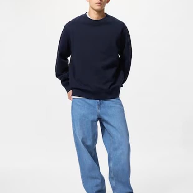 유니클로 와이드스트레이트 진 블루 32사이즈