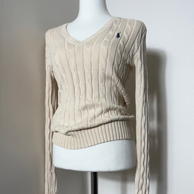 폴로 랄프로렌 꽈배기 브이넥 니트