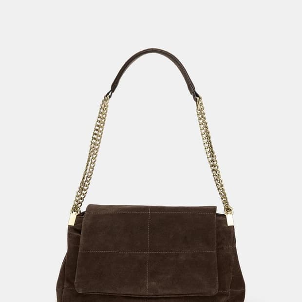 자라 리얼 스웨이드 레더 숄더백 천연가죽 초콜렛 브라운