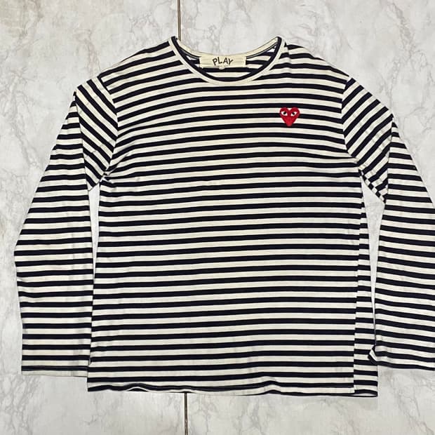 꼼데가르송 보더티셔츠 긴팔티 100