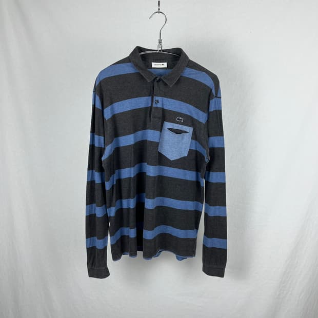 Lacoste (Japan made) 스트라이프 포켓 카라티 