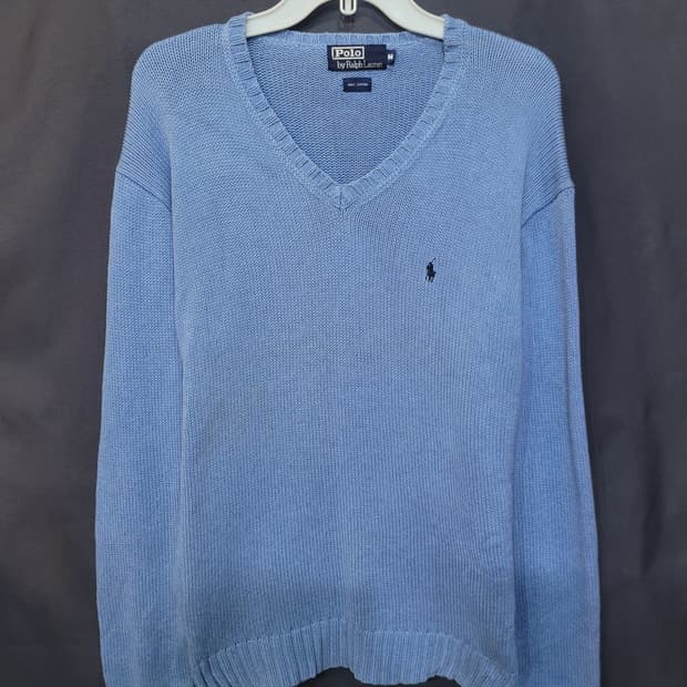 Ralph Lauren 랄프로렌 스카이블루 브이넥 니트