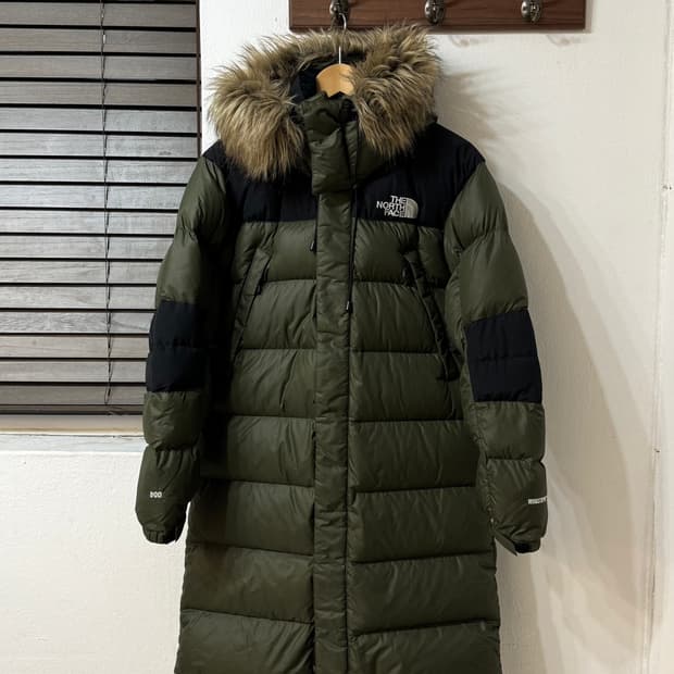 노스페이스 카키 윈드스토퍼 800 구스다운 롱