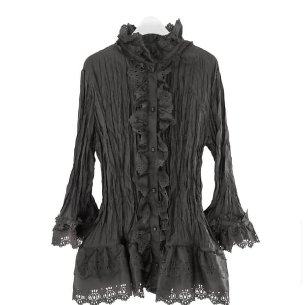 Eonts Thornel Punching Blouse - Charcoal