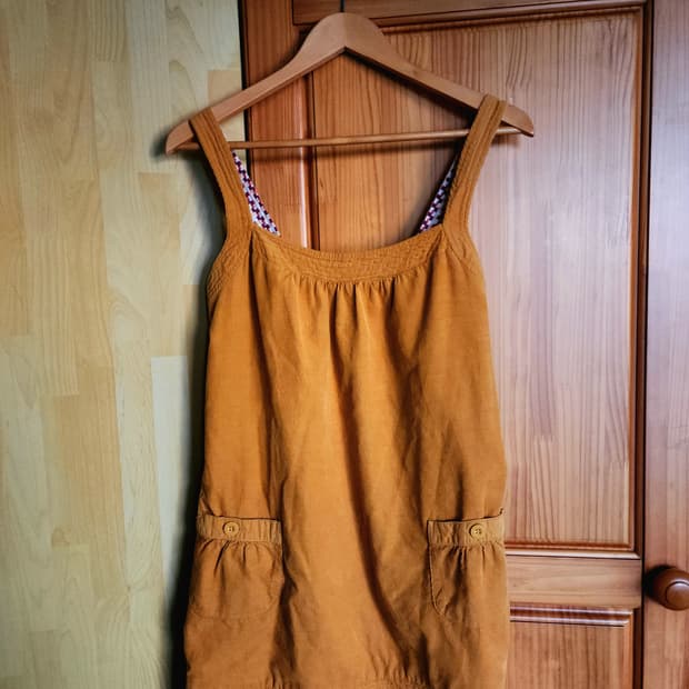 미국 빈티지 90s 00s 머스터드 코듀로이 레이어링 원피스