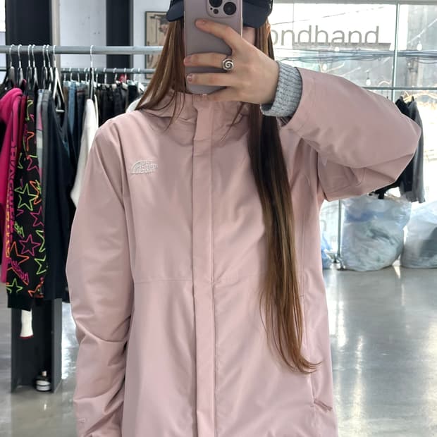 노스페이스 딸기라떼 드라이벤트 윈드브레이커 자켓