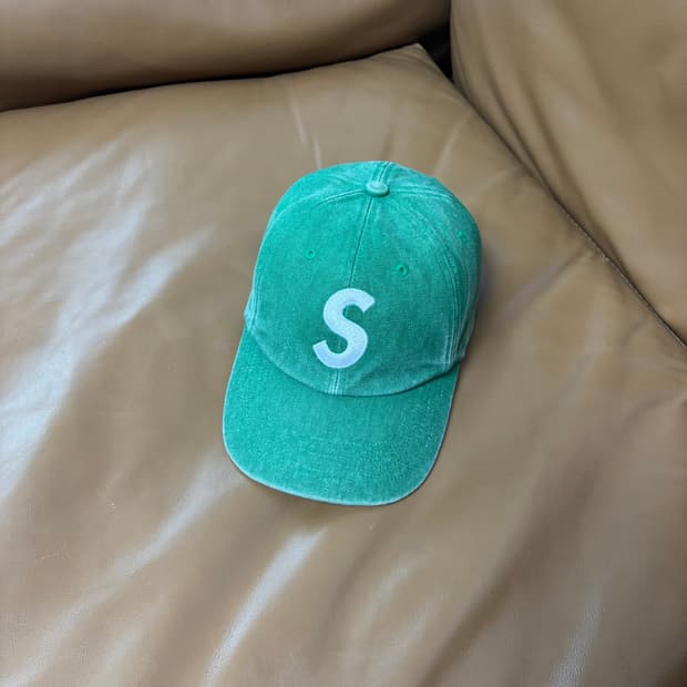 슈프림 S로고 볼캡 모자 워시드 그린