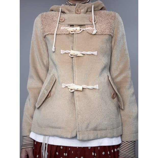 빈티지 베이지 하프 더플 코트