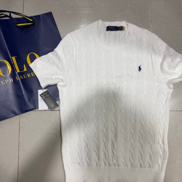 [당일출고,L사이즈] 새상품급 폴로 케이블 반팔 니트