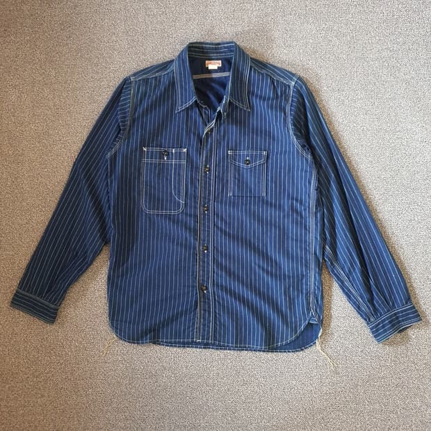 리얼맥코 더블 다이아몬드 와바시 스트라이프 워크 셔츠