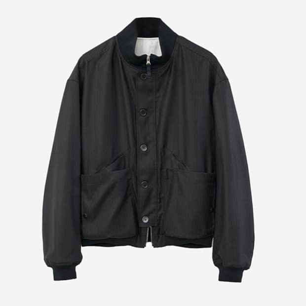 (2) 폴리테루 울 실크 스트라이프 탱커자켓