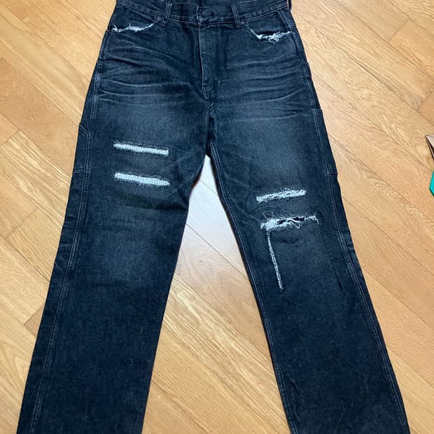 블랙아웃 카펜터 블랙 데님 팬츠 M
