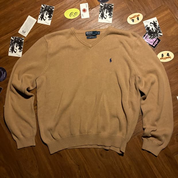 POLO WIDE COTTON V-NECK KNIIT