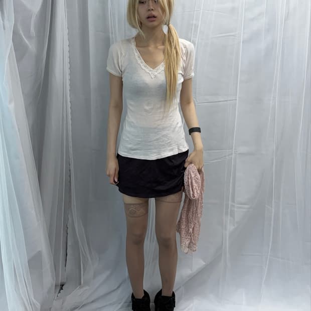 Vintage] pink Lace Slip Top