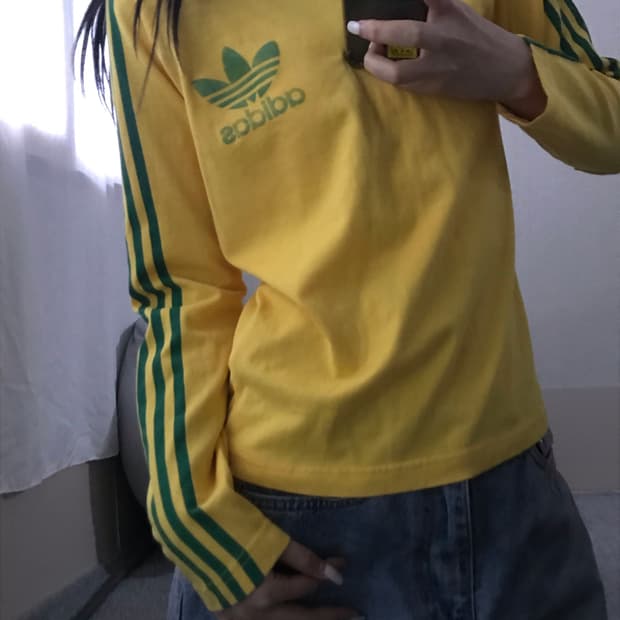 아디다스 00s 옐로우 삼선 롱슬리브