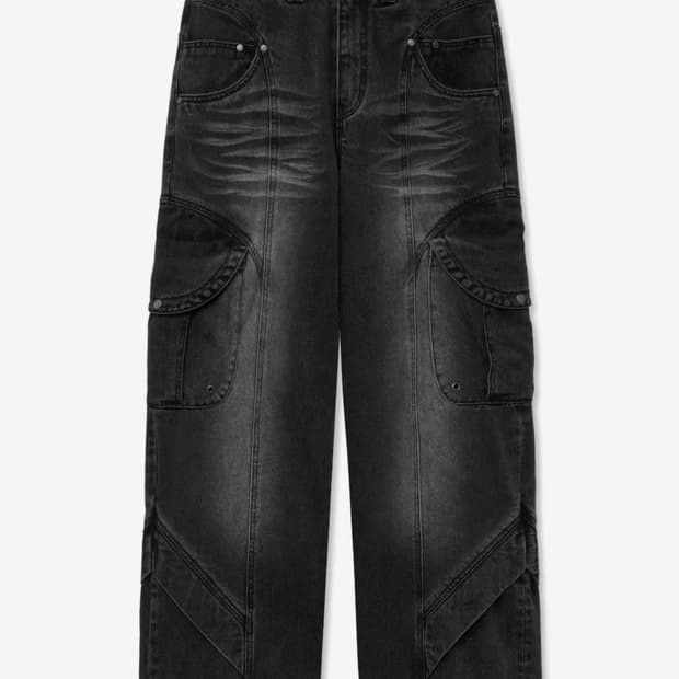 Pryer Cargo Denim Pants Black