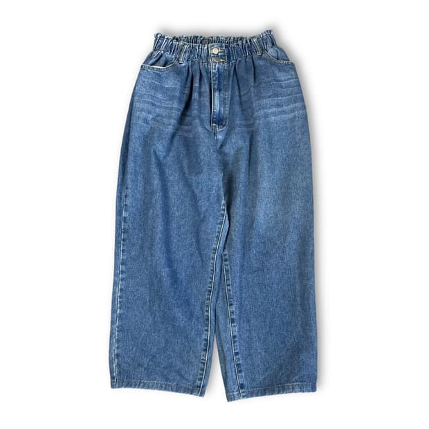 (밴딩) 쉬인 연청 투버튼 벌룬핏 팬츠 4XL
