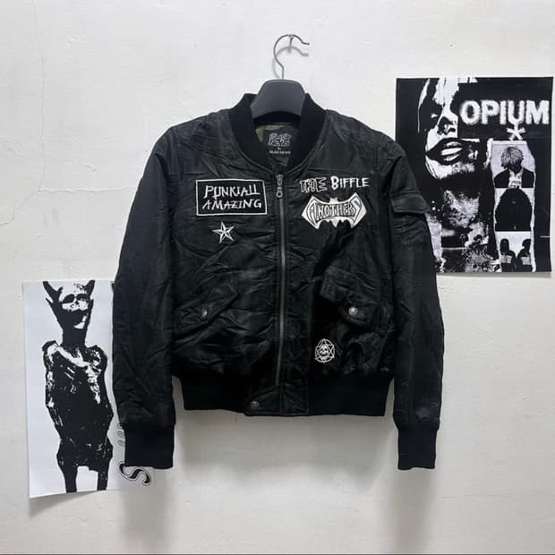 glad news punk patched blouson